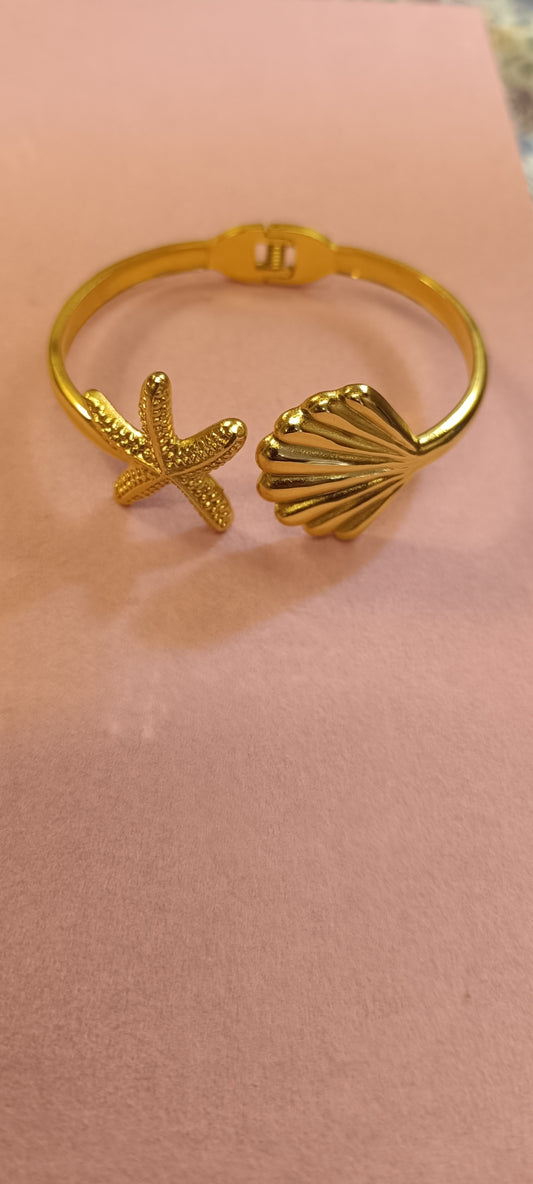 Bracelet coquillage ouverture avec ressort